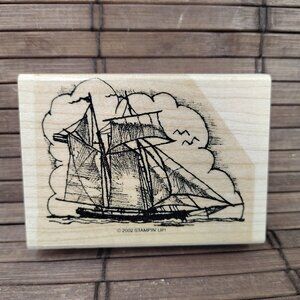 Stampin Up Sailing Ships Ahoy Rubber Stamp Nautical Ship Sail Boat 2002